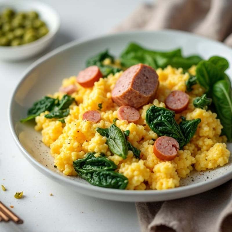 Egg White Scramble with Spinach and Turkey Sausage