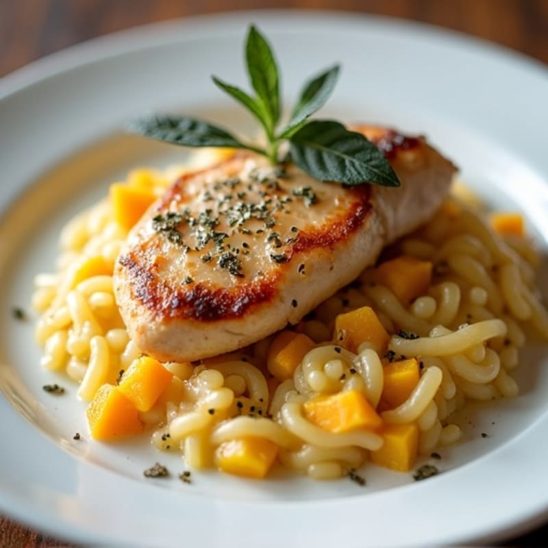 Creamy Butternut Squash Risotto with Pan-Seared Chicken and Sage