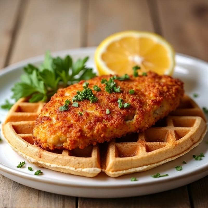 Crispy Baked Chicken with Whole Wheat Waffles