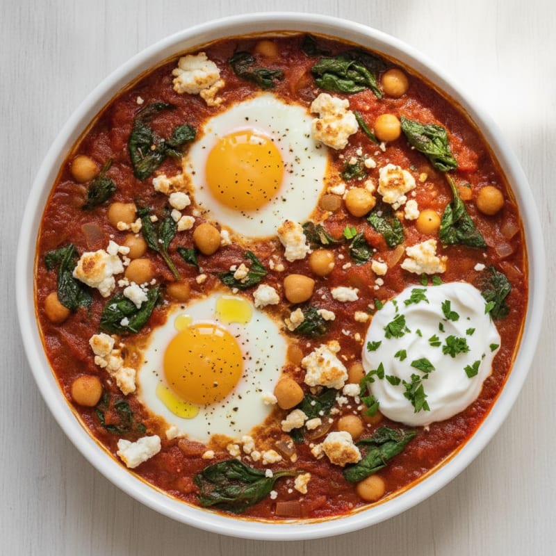 Baked Egg and Spinach Shakshuka