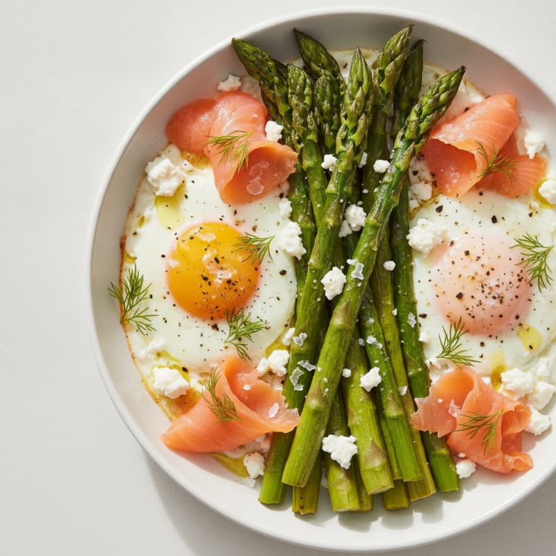 Baked Eggs with Roasted Asparagus
