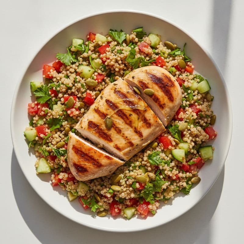 Grilled Chicken Breast with Crunchy Quinoa Salad