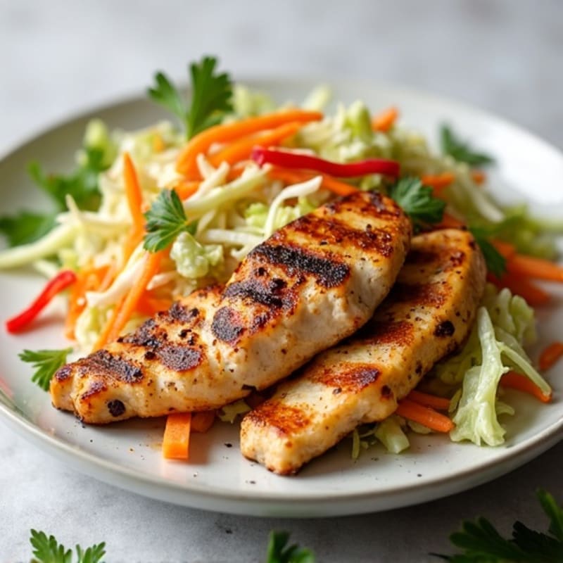 Grilled Chicken Breast with Crunchy Cabbage Slaw