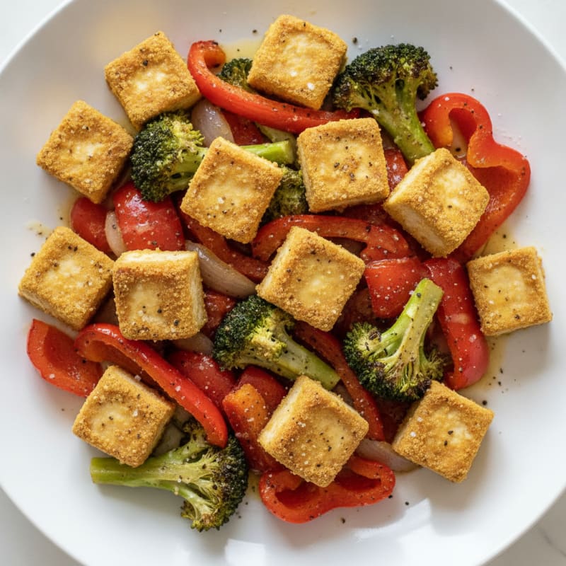 Baked Tofu with Roasted Vegetables