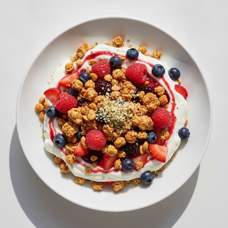 Greek Yogurt Parfait with Mixed Berries and Protein Granola