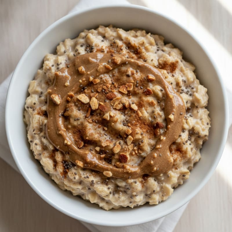Overnight Oats with Vanilla Protein and Almond Butter
