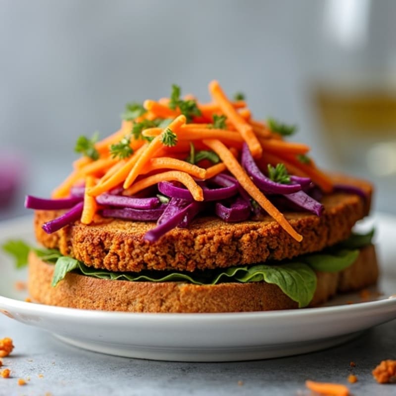Crispy Smoky BBQ Tempeh Sandwich with Tangy Slaw