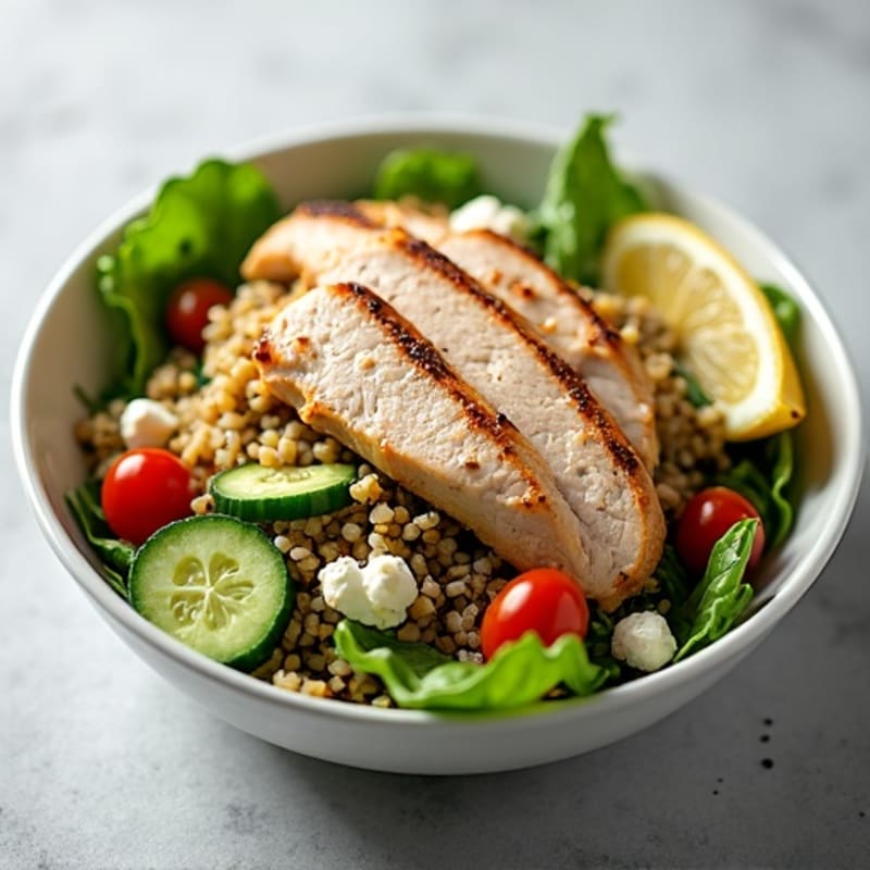 Grilled Turkey Breast Salad with Quinoa and Mixed Greens