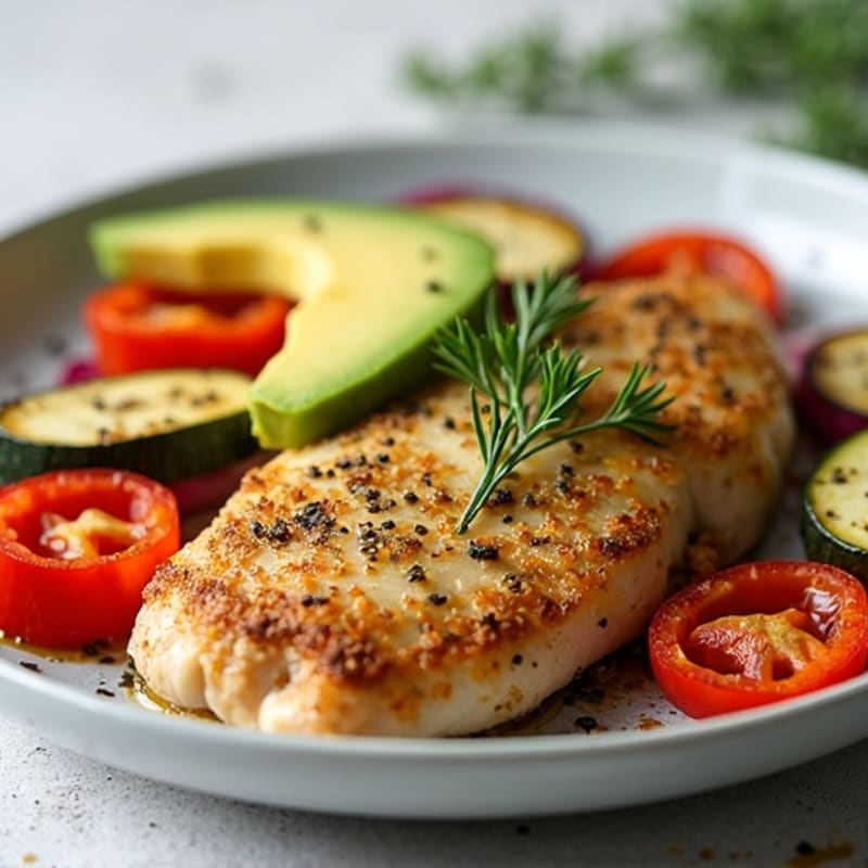 Herb-Crusted Pan Seared Chicken with Roasted Vegetables
