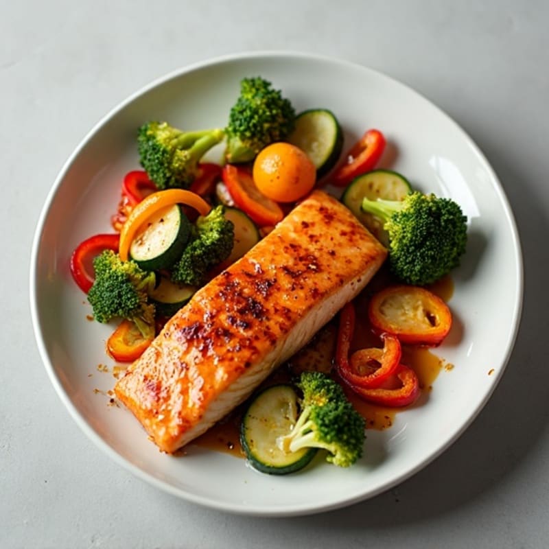 Teriyaki Glazed Salmon with Roasted Vegetables