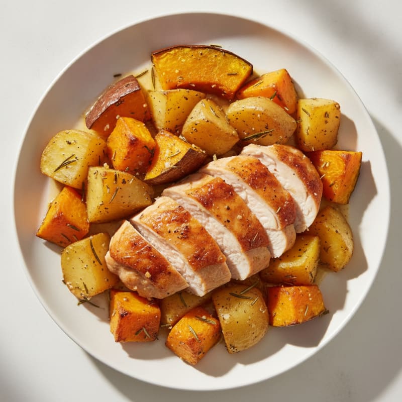 Roasted Chicken with Pumpkin and Potatoes