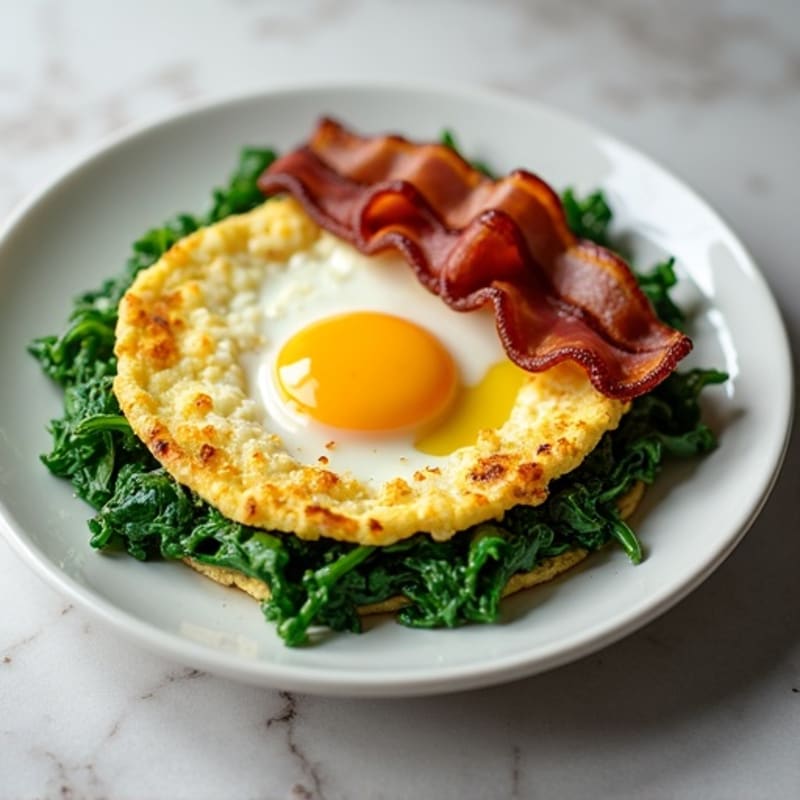 Cottage Cheese Scramble with Spinach and Turkey Bacon