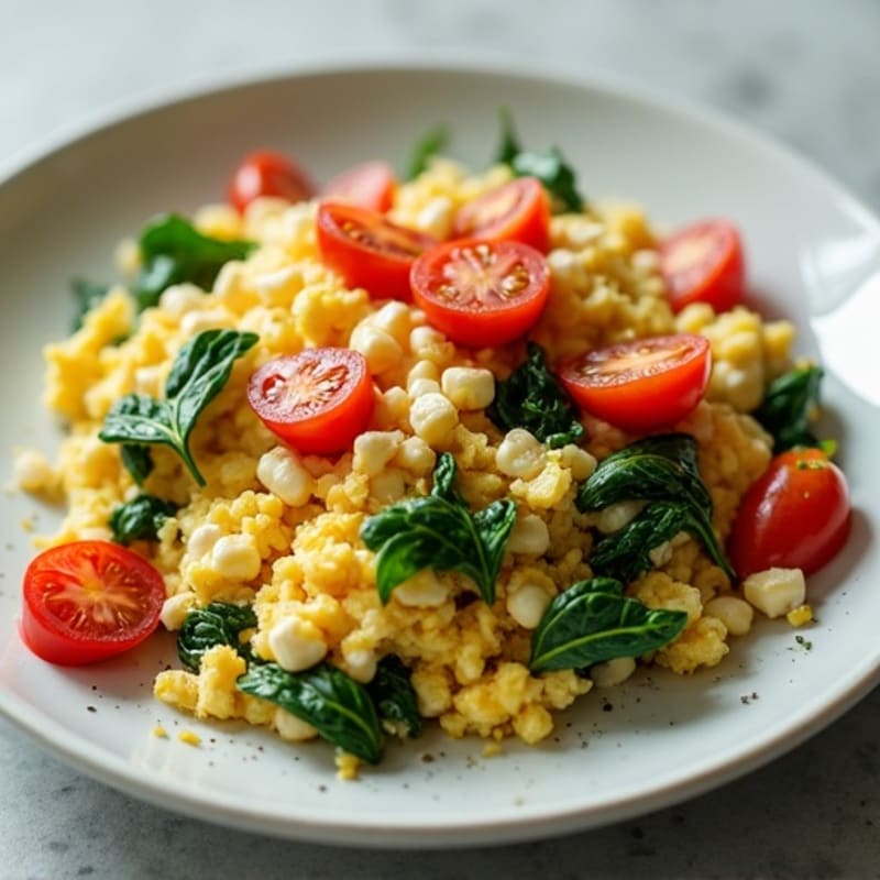 Egg White Veggie Scramble with Cottage Cheese