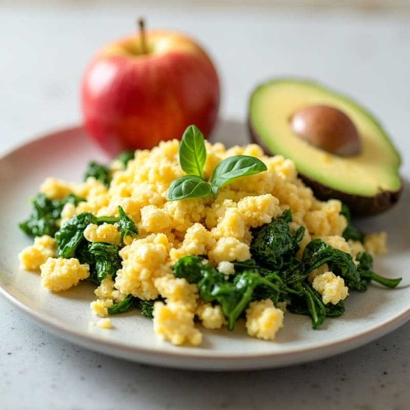Egg White Scramble with Cottage Cheese and Spinach