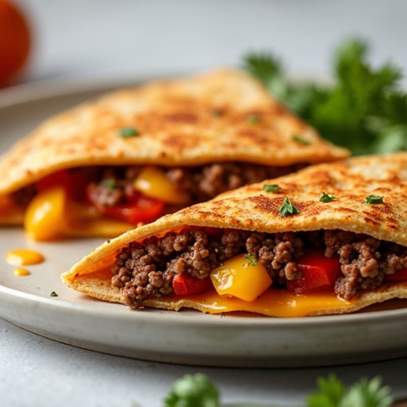 Crispy Spiced Beef and Veggie Quesadillas