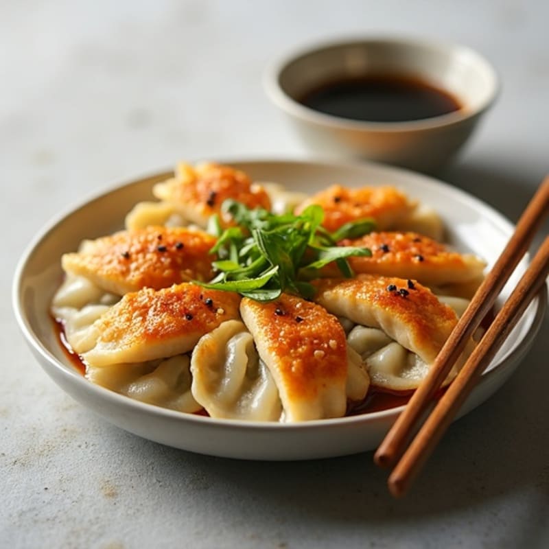 Crispy Pan-Fried Tofu and Vegetable Dumplings