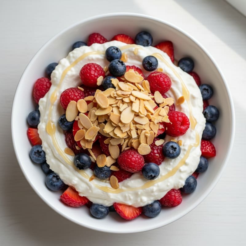 Creamy Greek Yogurt Protein Parfait with Mixed Berries and Almonds