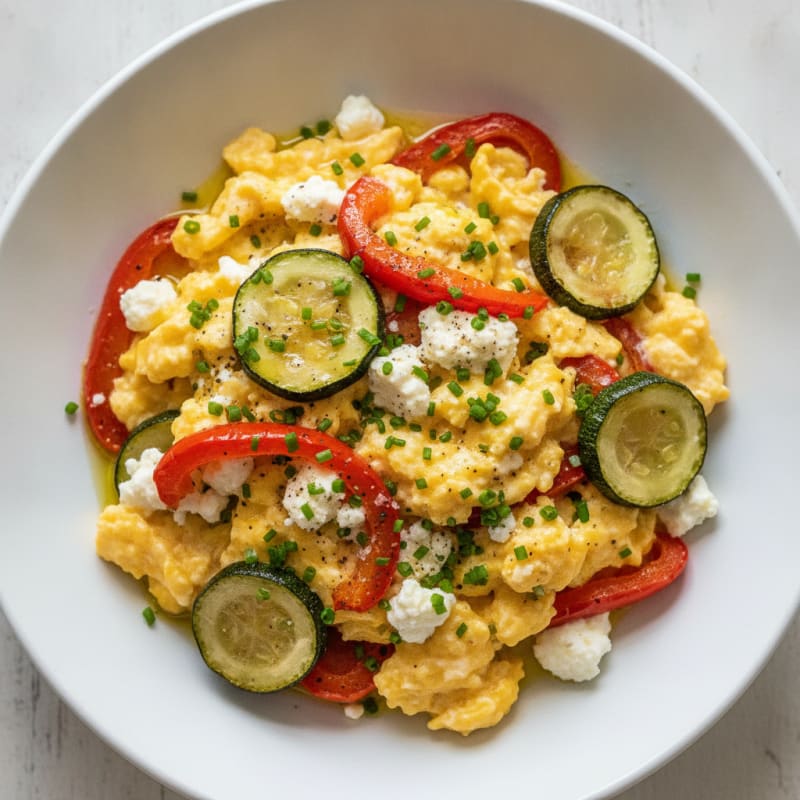Hearty Scrambled Eggs with Roasted Vegetables