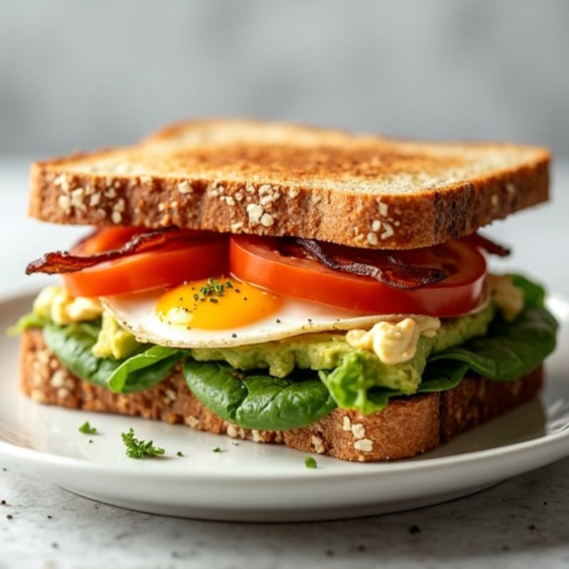 Whole Grain Crispy Turkey Bacon and Creamy Avocado Sandwich