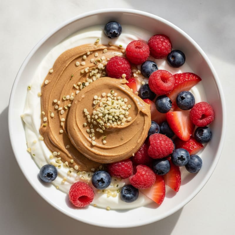 Creamy Greek Yogurt Parfait with Mixed Berries and Almond Butter
