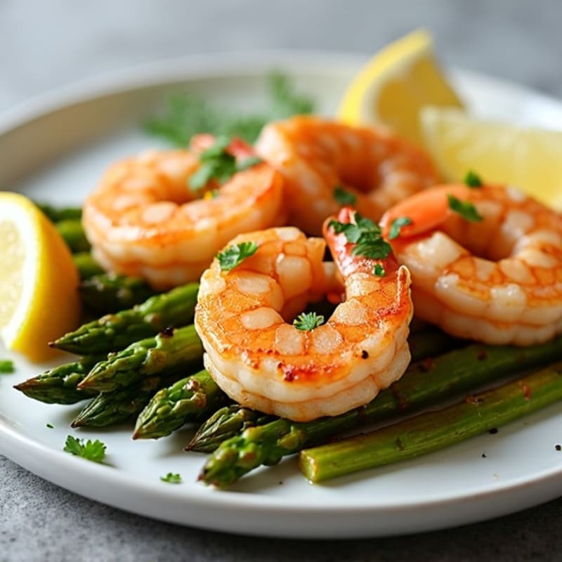Pan-Seared Lemon Garlic Shrimp with Roasted Asparagus