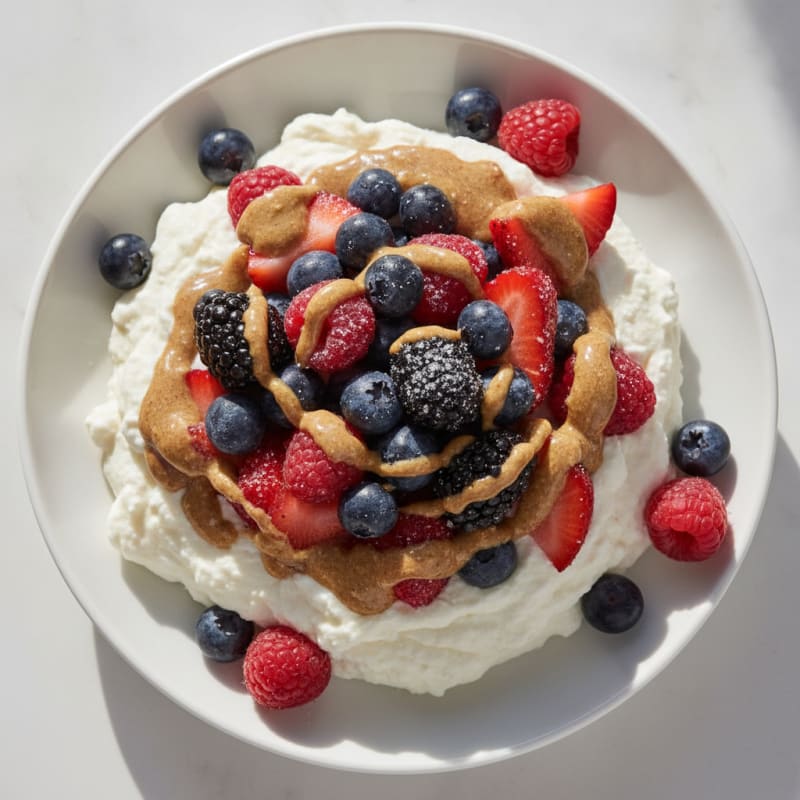 Greek Yogurt Protein Mousse with Mixed Berries