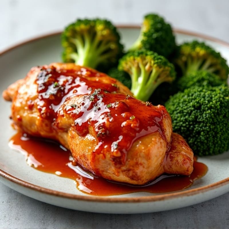 Sticky Gochujang Glazed Chicken with Crispy Roasted Broccoli