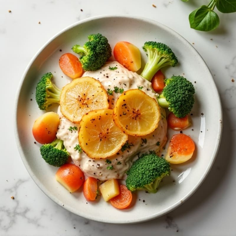 Creamy Chicken and Vegetable Bake with Golden Potato Topping