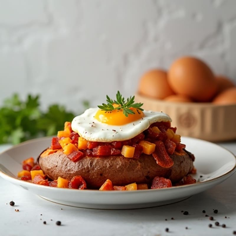 Crispy Loaded Sweet Potato with Turkey Bacon