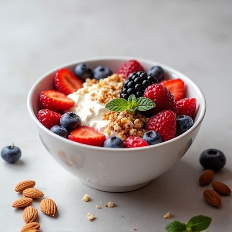 Cottage Cheese and Berry Protein Bowl with Almonds