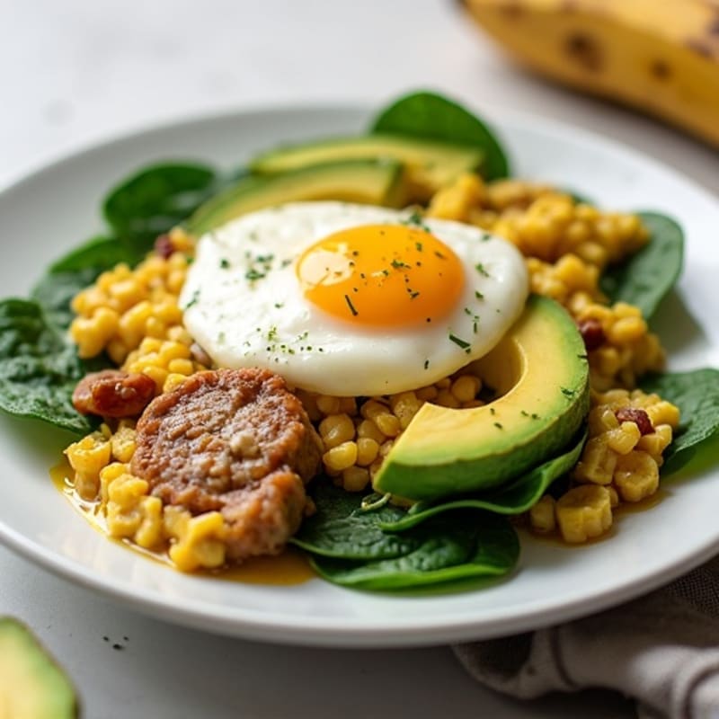 Egg White and Turkey Sausage Scramble with Spinach and Avocado