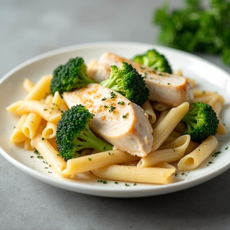 Creamy Chicken Alfredo with Roasted Broccoli