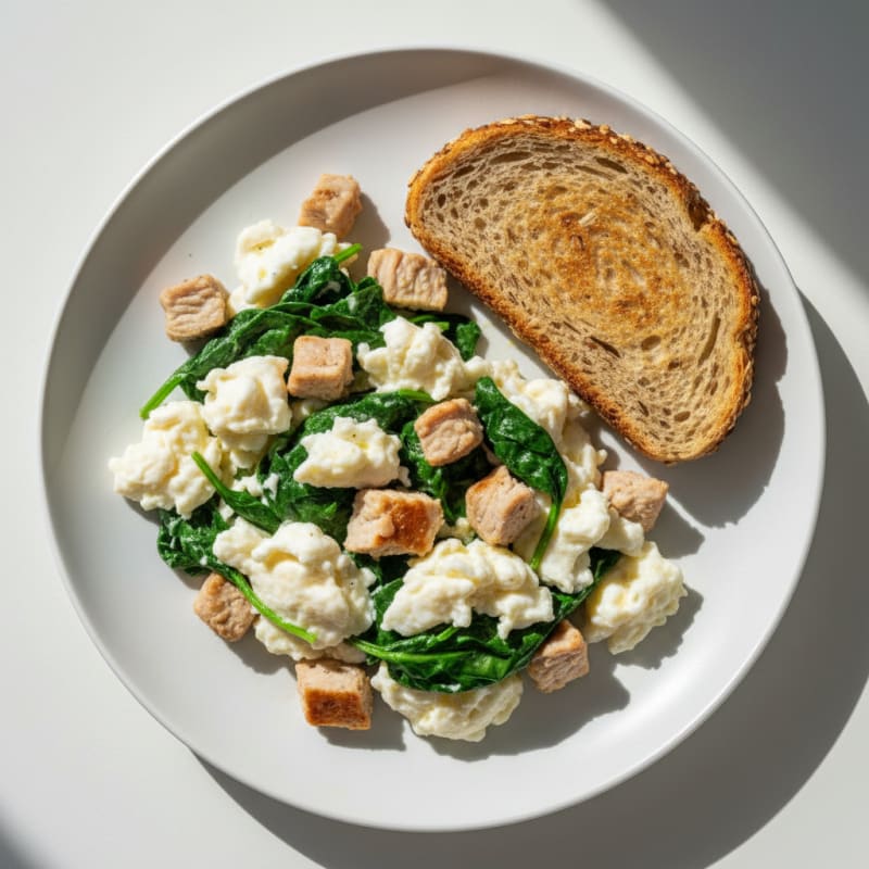 Egg White Scramble with Spinach and Turkey Breast