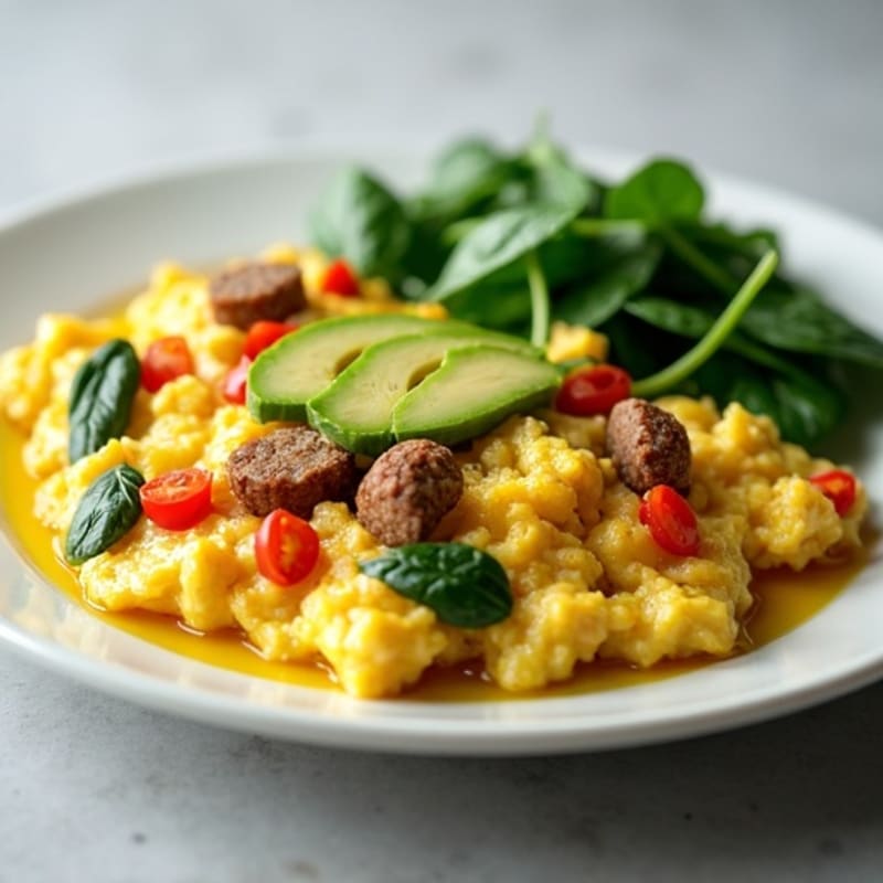 Egg White and Turkey Sausage Scramble with Spinach