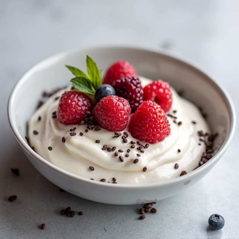 Greek Yogurt Protein Mousse with Mixed Berries