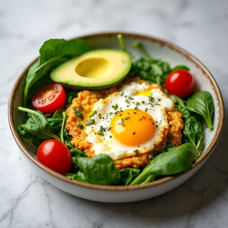 Cottage Cheese Egg Scramble with Spinach and Cherry Tomatoes