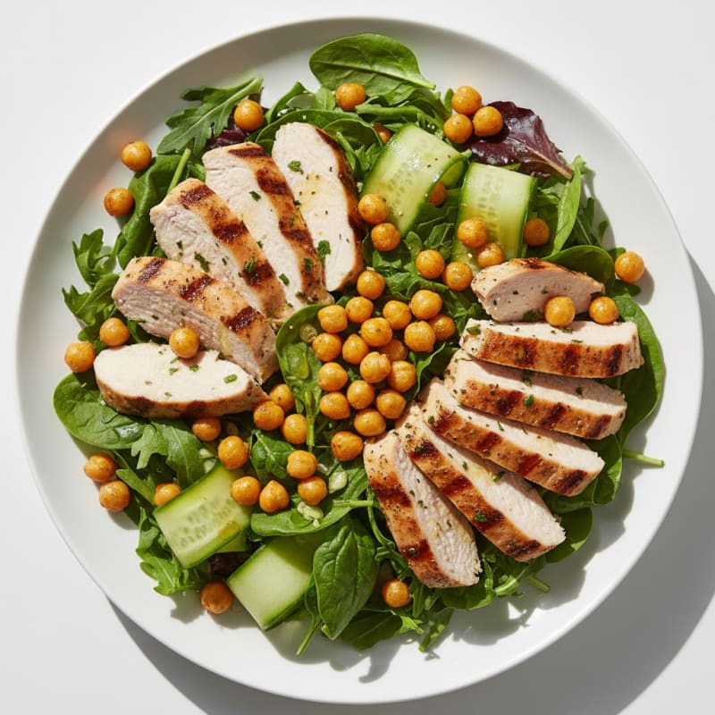 Grilled Turkey Breast Salad with Crispy Chickpeas