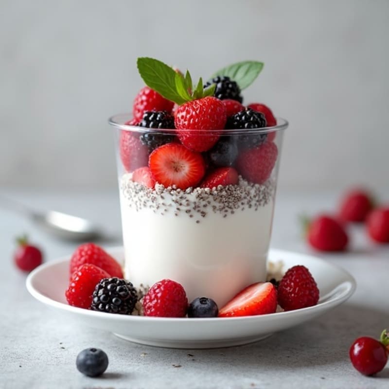 Greek Yogurt Protein Parfait with Chia Seeds and Berries