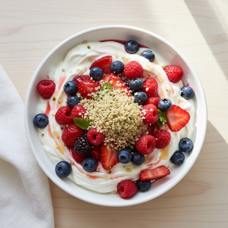 Greek Yogurt Protein Parfait with Mixed Berries