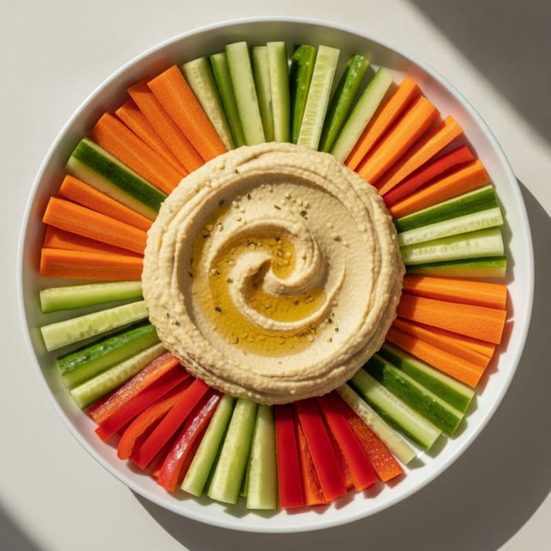 Roasted Garlic Hummus with Vegetable Sticks