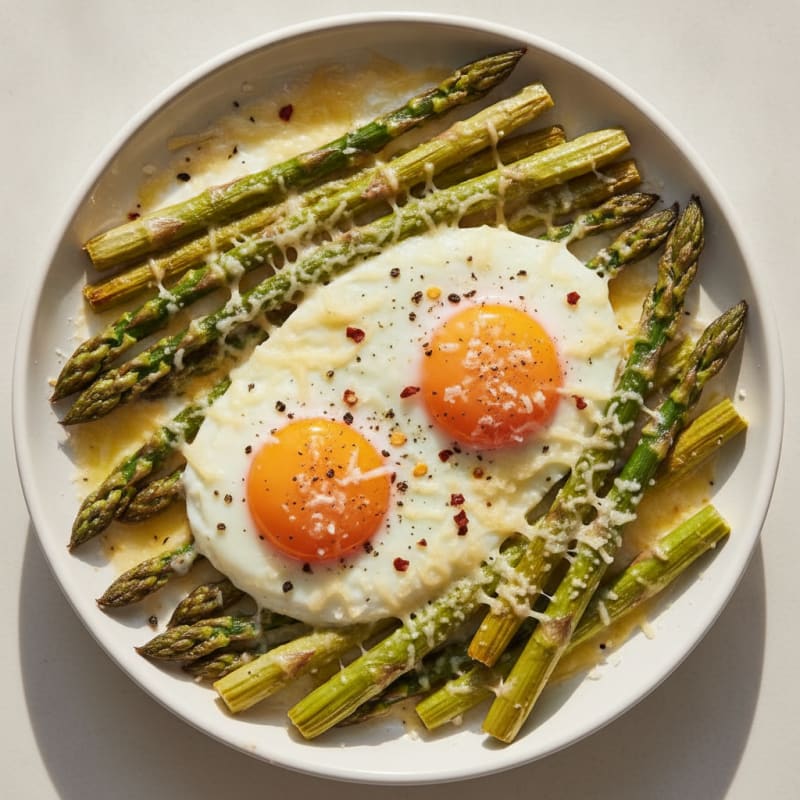 Baked Eggs with Roasted Asparagus