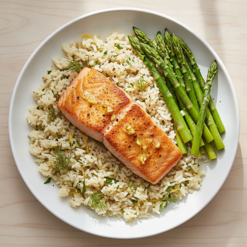 Pan-Seared Salmon with Lemon-Dill Rice
