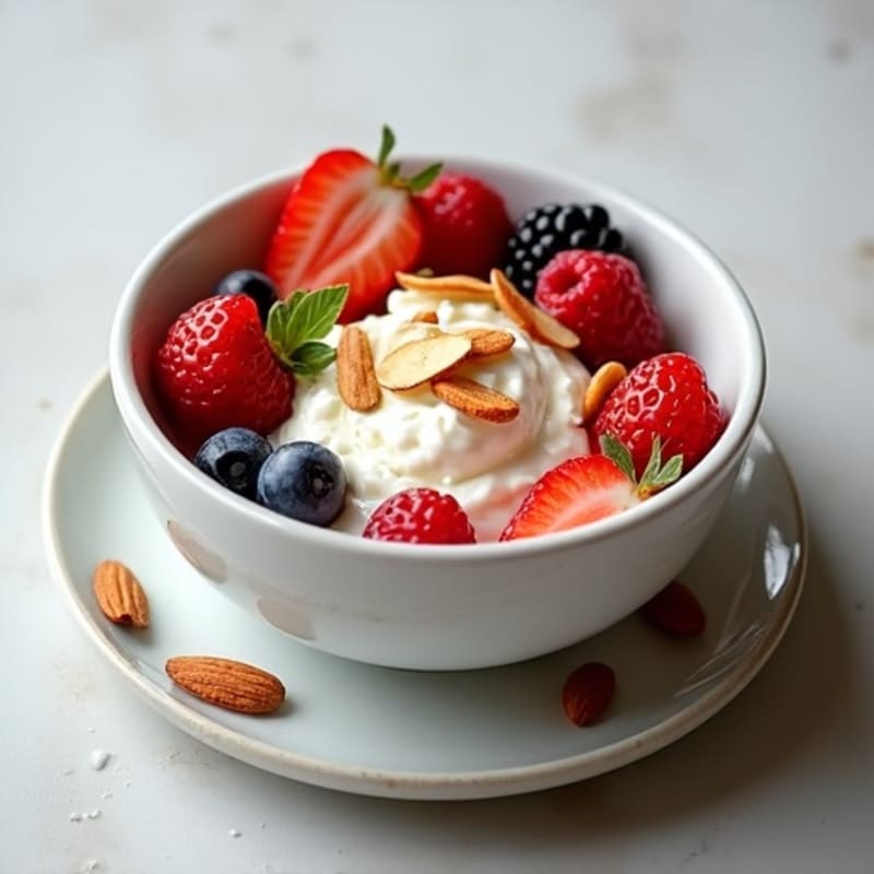 Creamy Cottage Cheese Bowl with Fresh Berries and Toasted Almonds