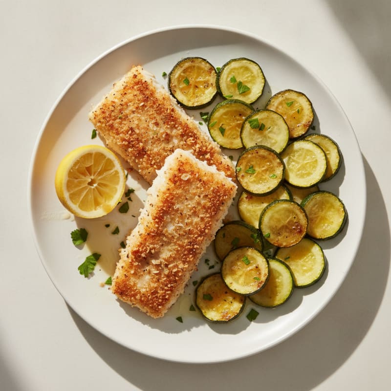 Crispy White Fish with Roasted Zucchini