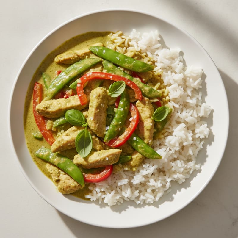 Green Curry Chicken with Coconut Rice