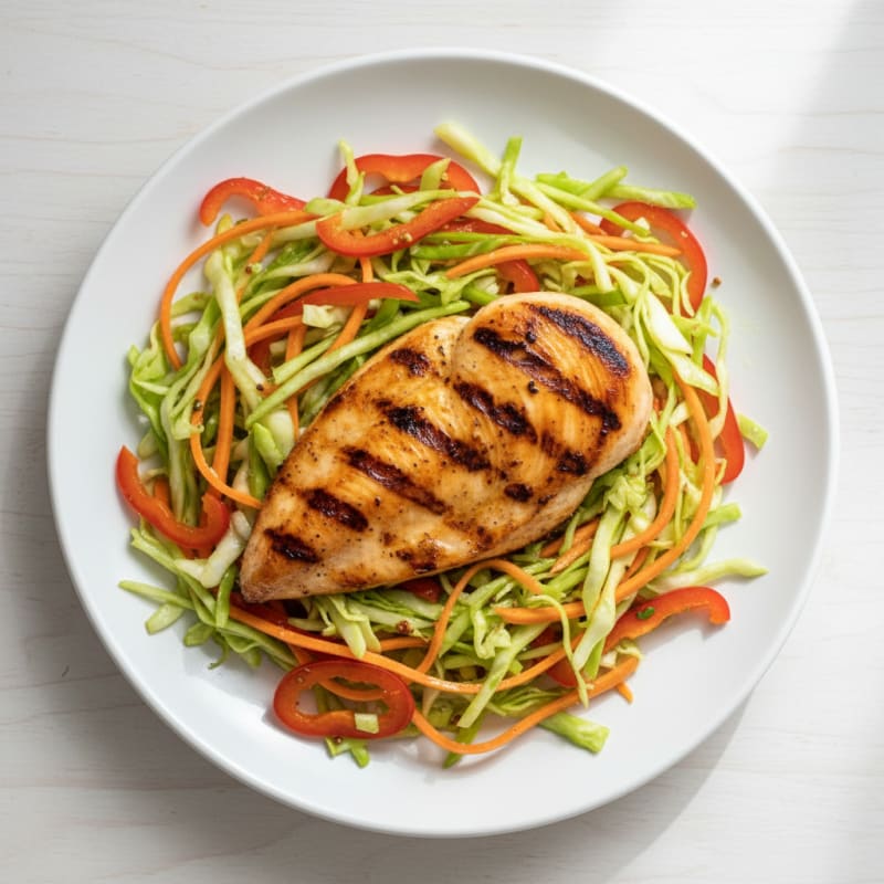 Grilled Chicken Breast with Crunchy Vegetable Slaw