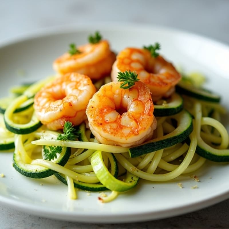 Healthy Pan-Seared Lemon Garlic Butter Shrimp with Zucchini Noodles