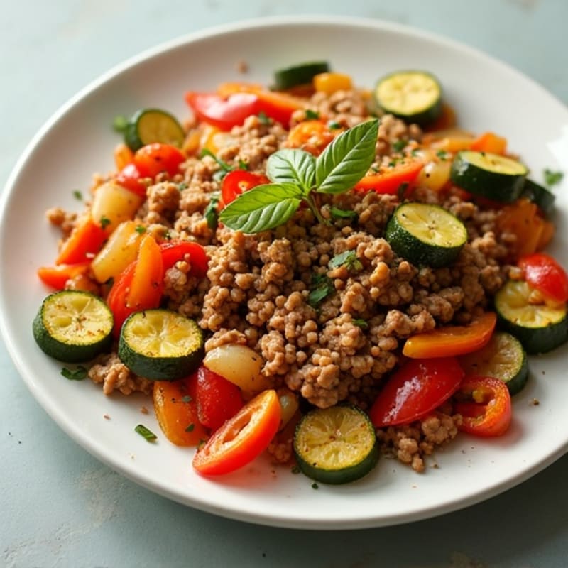 Lean Ground Turkey and Crispy Vegetable Skillet