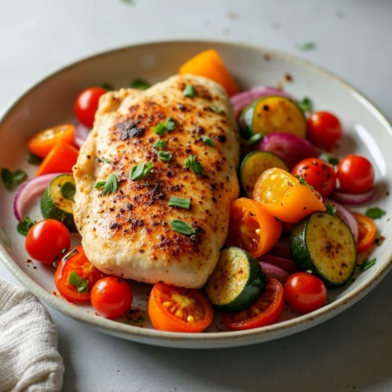 Sheet Pan Herb-Roasted Chicken with Rainbow Vegetables