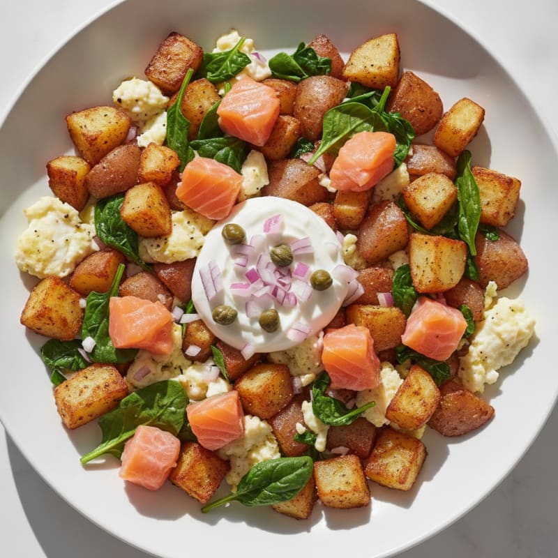 Egg White and Smoked Salmon Potato Hash Bowl